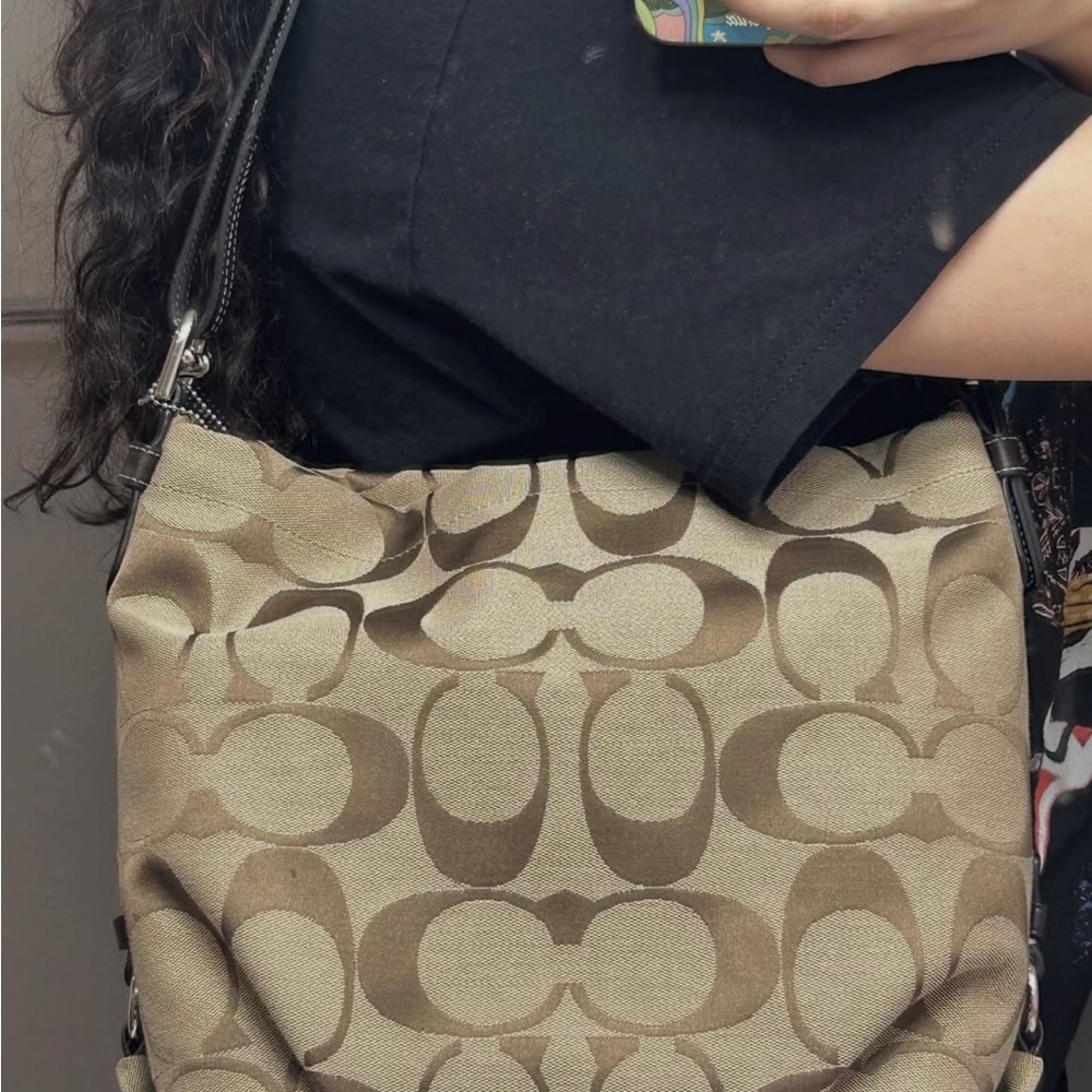 Coach Brown and Beige Signature Hobo Bag - Picture 6 of 14